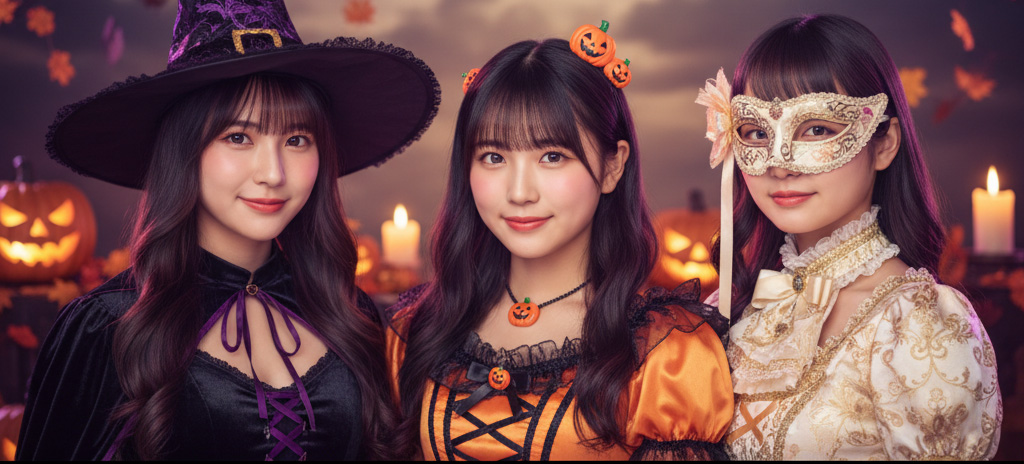 ハロウィンマッサージ - ハロウィンコスプレの女性たち